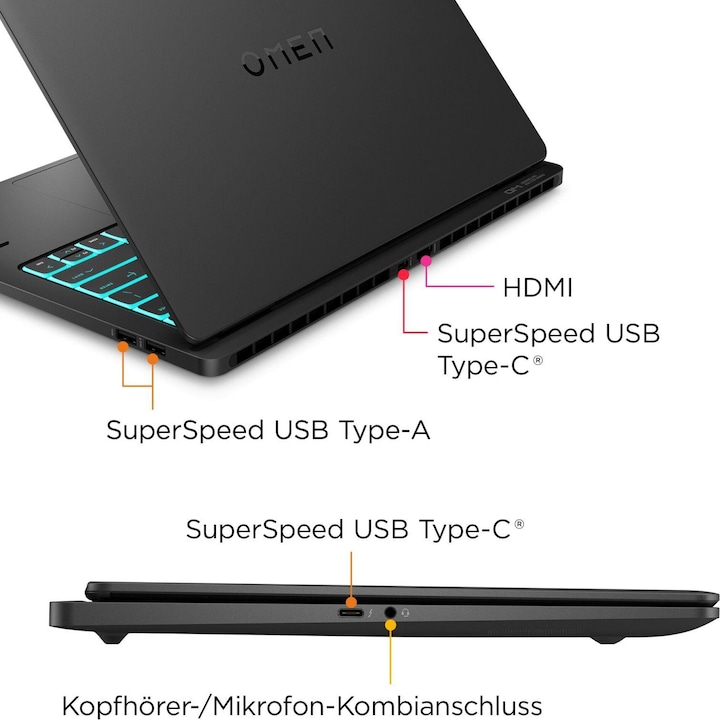 Immagine prodotto HP OMEN 14-fb0174ng 14,0" 2,8k OLED 120Hz, Intel Ultra 7-155H, 16GB RAM, 512GB SSD, RTX 4060, FreeDO (14", Intel Core Ultra 7 155H, 16 GB, 512 GB, DE)