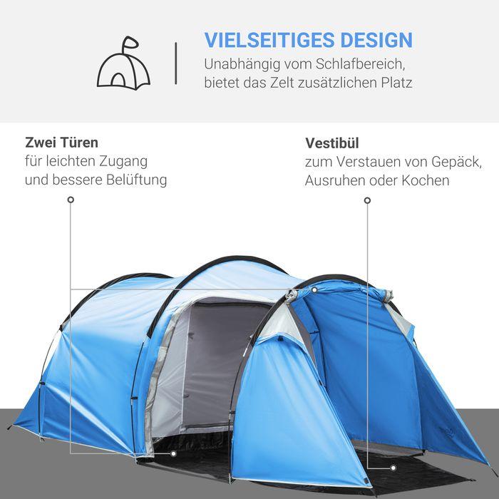 Image du produit Swisshandel24 Tente tunnel pour 2-3 personnes 190T Tente de camping avec piquets, fibre de verre & polyester (Tente tunnel, 3 personnes)