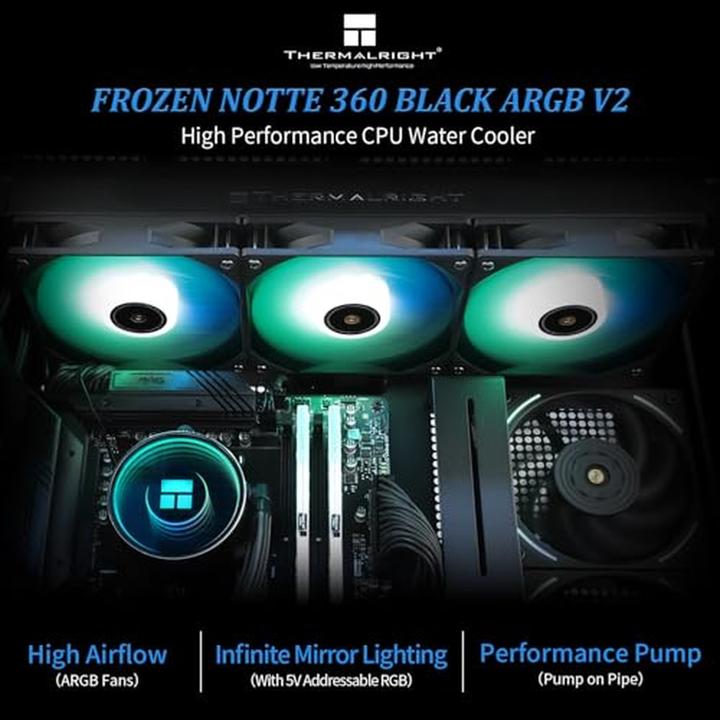 Immagine prodotto Thermalright Frozen Notte 360 ARGB - Nero - Raffreddamento ad acqua della CPU - Max 28 dBA