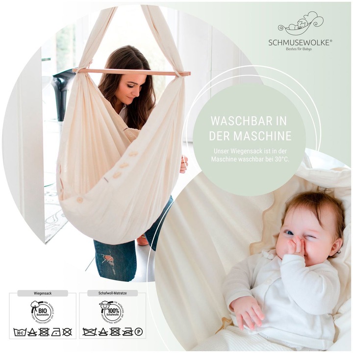 Image du produit Schmusewolke Berceau à ressort bio avec fixation au plafond