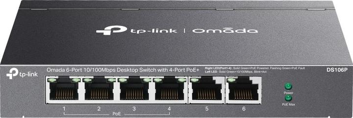 Produktbild TP-Link OMADA 6-PORT 10/100 MBPS DESKTOP SWITCH WITH 4-PORT POE (6 Ports)