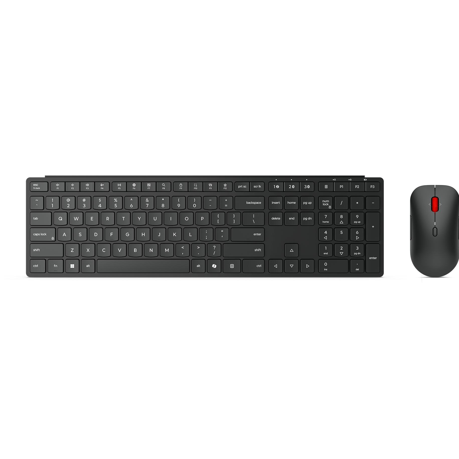 Lenovo Drahtloses Multi-Mode Pro Combo 4X31S04810 Tastatur und Maus (USA, Kabellos), Tastatur, Schwa