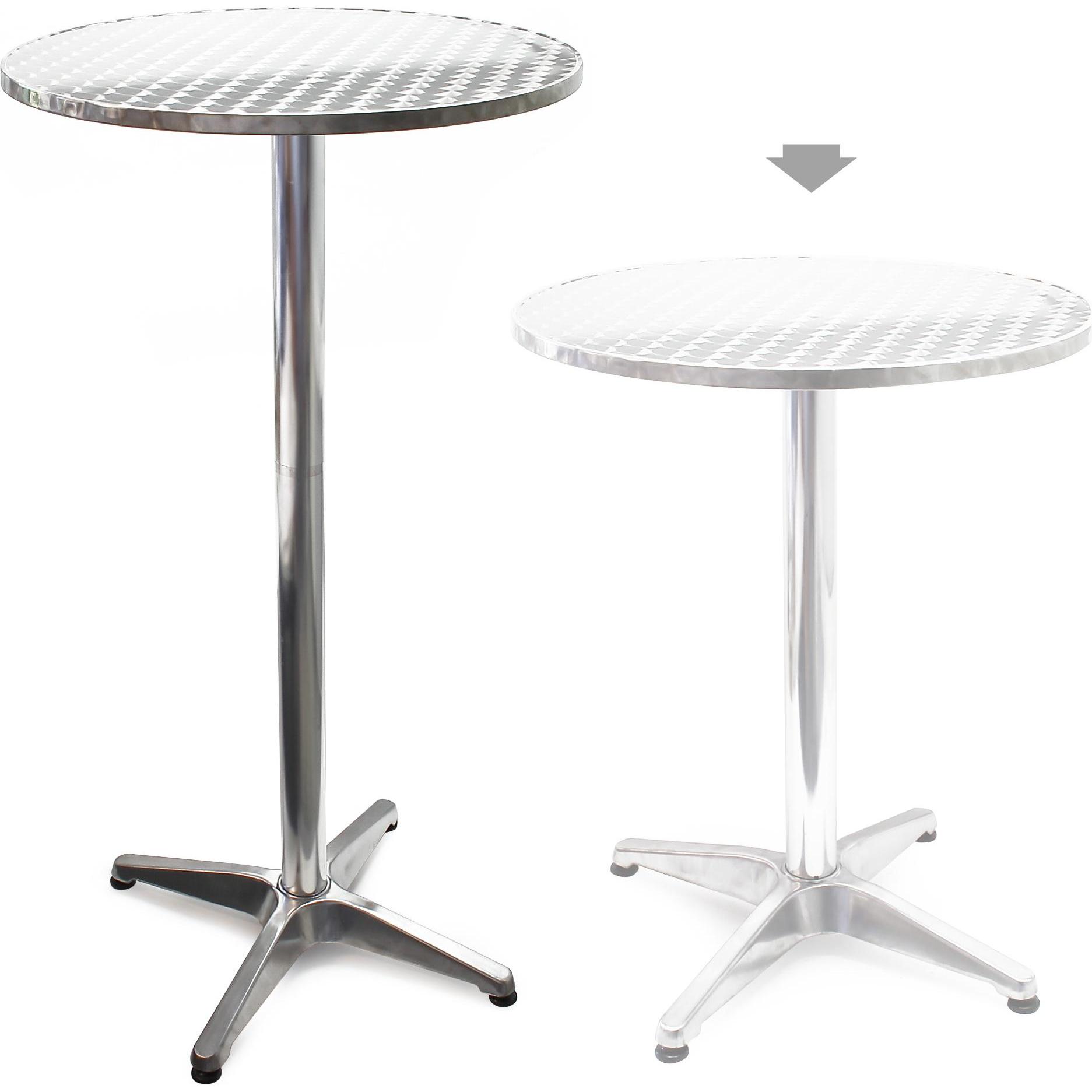 Wiltec, Bartisch, Stehtisch höhenverstellbar 70/110 cm Ø60 cm 2in1 Alu Bistrotisch Bartisch (60 x 60 x 110 cm)