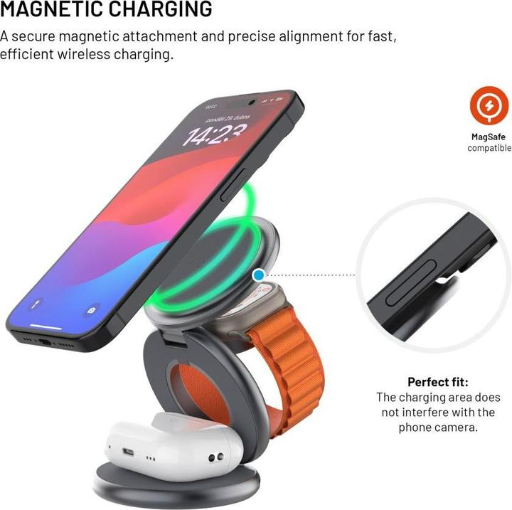 Actual product image Fixed MagPowerstation Round, grey (15 W)