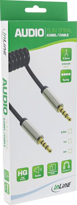 Immagine prodotto InLine Cavo a spirale audio sottile Jack 3 (1 m, Connettore da 3,5 mm (AUX))