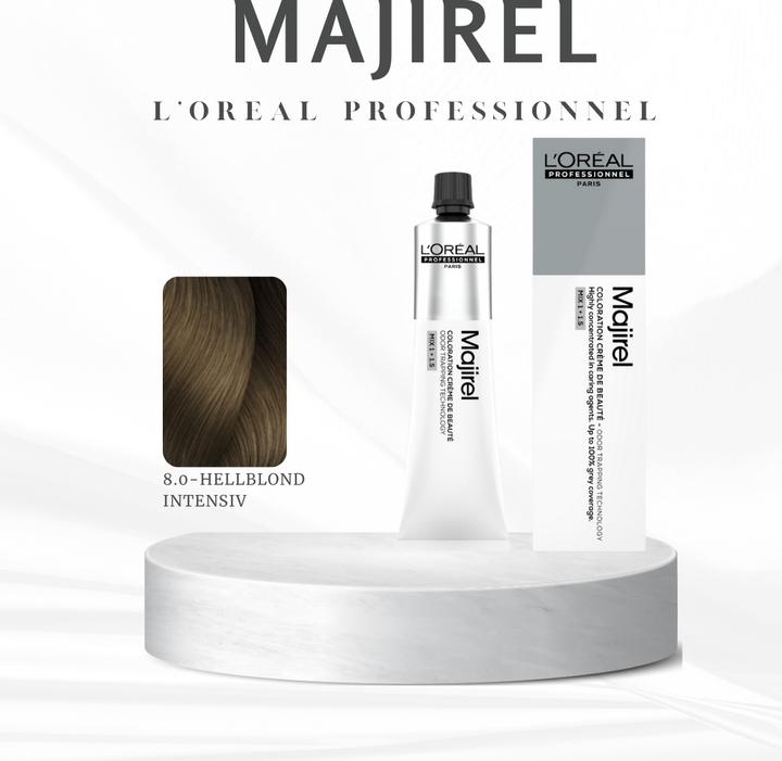 Produktbild L'Oréal Paris L'Oreal Majirel 8.0 Light Blonde Intense 60ml (8,0 hellblond intensiv)