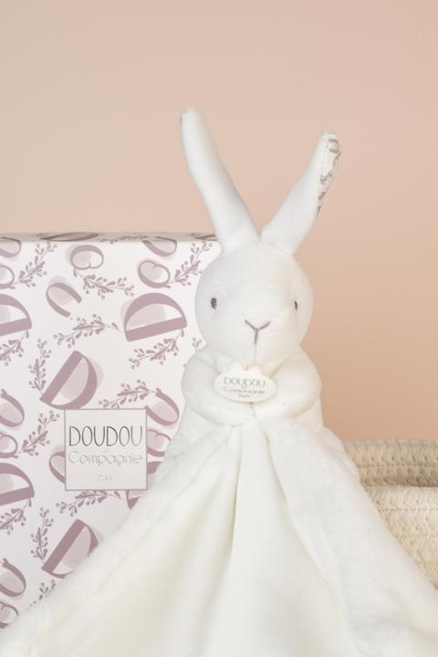 Actual product image Doudou et Compagnie Hase mit Schmusetuch weiss 10cm