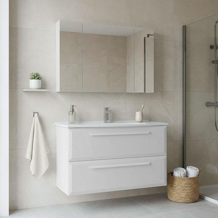 Produktbild Homitis Nuvola 100 v2 Bathroom Cabinet With Sink & Mirror Set (2 Pieces)