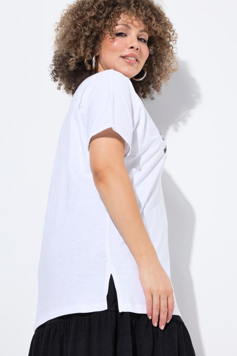 Immagine prodotto Ulla Popken T-shirt dal taglio oversize con fiocchi, scollo a V e mezze maniche (62)