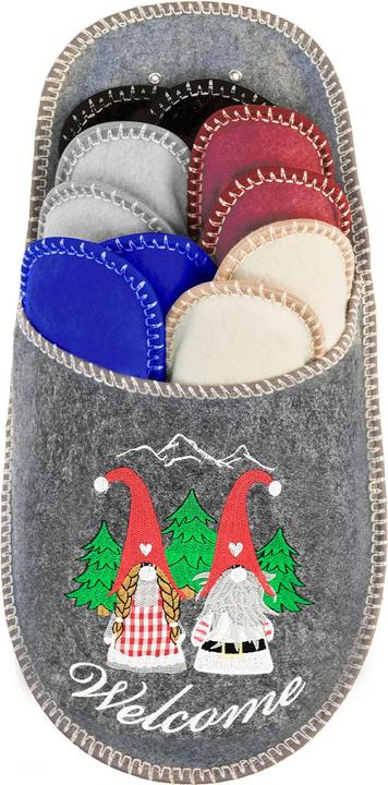 Immagine prodotto Bootsy Wichtel Gästefinken-Set: 5 Paar bequeme Hausschuhe in diversen Farben (35, 36, 37, 38, 39, 40, 41, 42, 43, 44, 45)