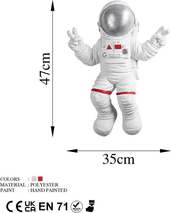 Immagine prodotto Wallxpert Decorazione da parete astronauta 35 x 48 cm, argento/bianco (35 x 48 cm)