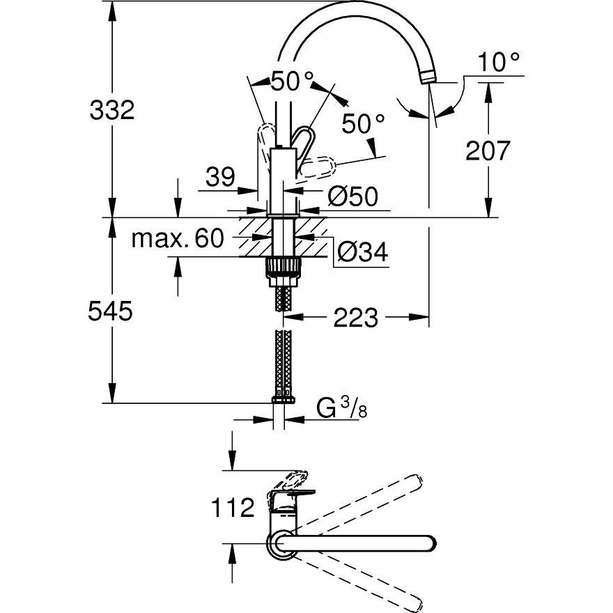 Thumbnail - Grohe, Küchenarmatur, Einhand-Spültischbatterie, 1/2"
