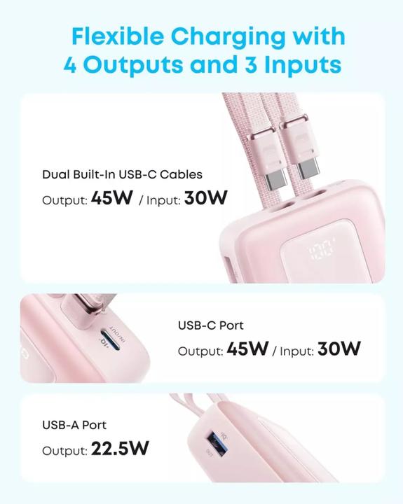 Actual product image Anker Powerbank Zolo, 20000mAh, 45W, QC + PD, Black (20000 mAh, 45 W)