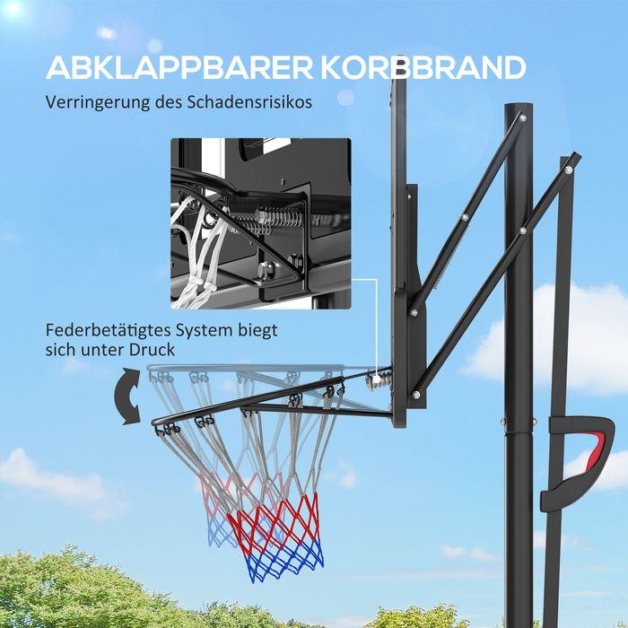 Actual product image Swisshandel24 Basketballkorb Outdoor, Verstellbare Korbhöhe 230-305 cm, mit Rädern, Gewicht