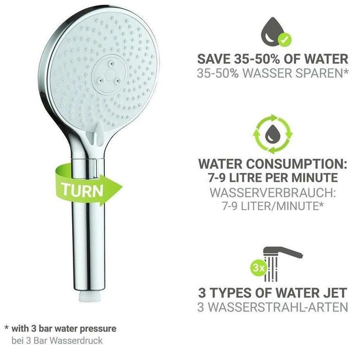 Produktbild Wenko Duschkopf Water Saving (3 Strahlarten, 9 l/min)