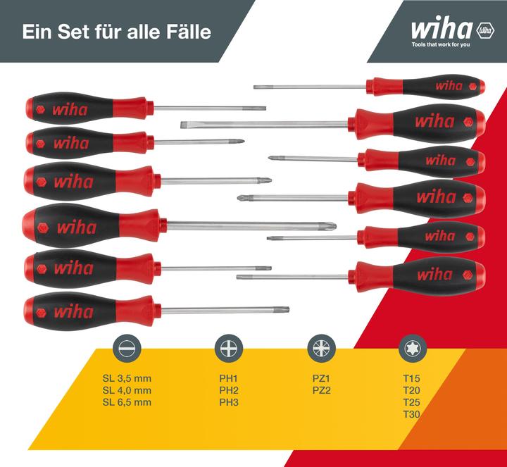 Actual product image Wiha Workshop screwdriver set (Slotted screws, Torx (TX), Pozidriv cross recess (PZ), Phillipps cross recess (PH))