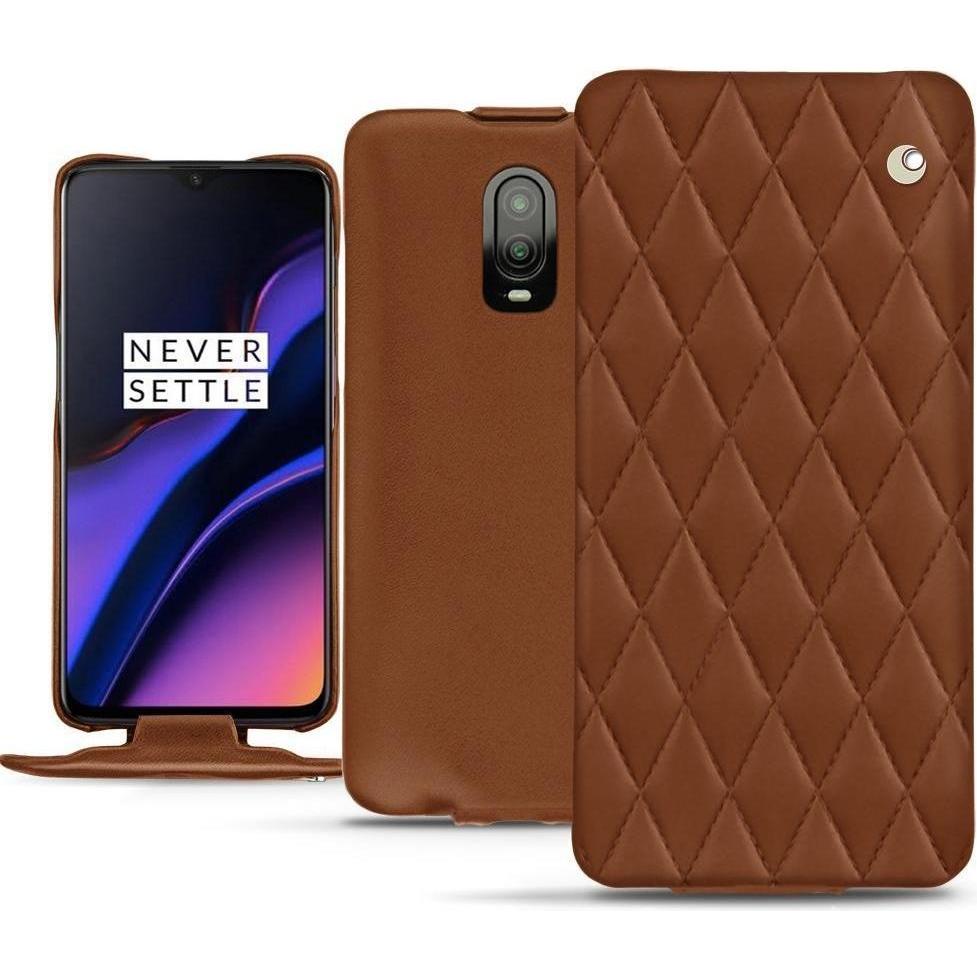 Noreve Lederschutzhülle vertikal (OnePlus 6T), Smartphone Hülle, Braun