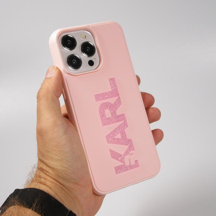 Actual product image Karl Lagerfeld KLHCP15X3DMBKCP iPhone 15 Pro Max 6.7" różowy/pink hardcase 3D Rubber Glitter Logo (Apple iPhone 15 Pro Max)