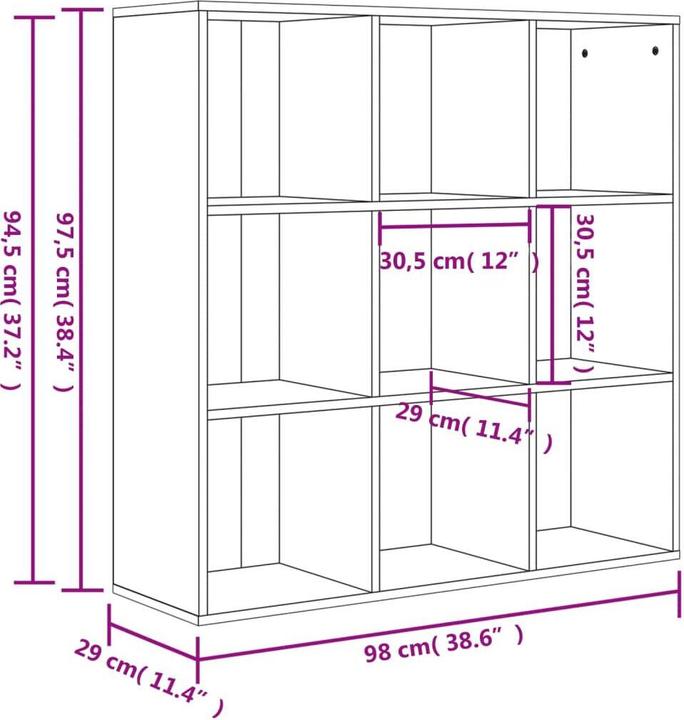 Produktbild vidaXL Bücherregal (98 x 98 x 97.50 cm)