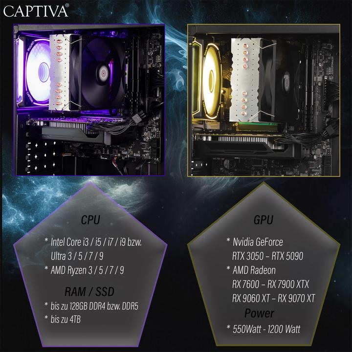 Actual product image Captiva I68-033 (Intel Core i5-10400F, 16 GB, 1000 GB, GeForce RTX 3060)