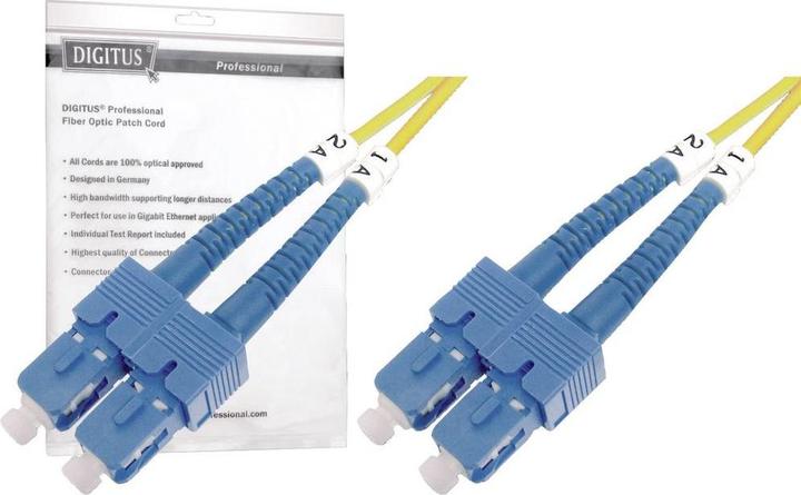 Produktbild Digitus LWL Patchkabel SC/SC 09/125um 2m Singelmode Duplex Halogenfrei mit Messprotokoll gelb (CAT6, 2 m)