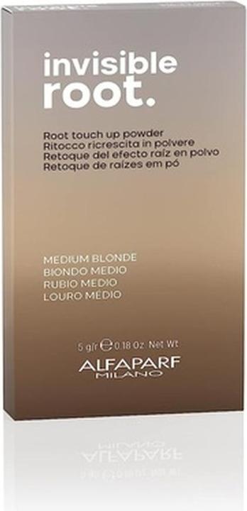 Alfaparf Milano Invisible Root Touch Up Powder Medium Blonde Temporary Hair Color 0.18 oz 5g (Medium Blonde)