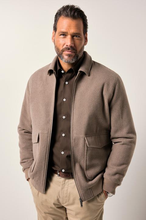 Actual product image JP1880 wool-blend blouson, zip, patch pockets, up to 7 XL (6XL)