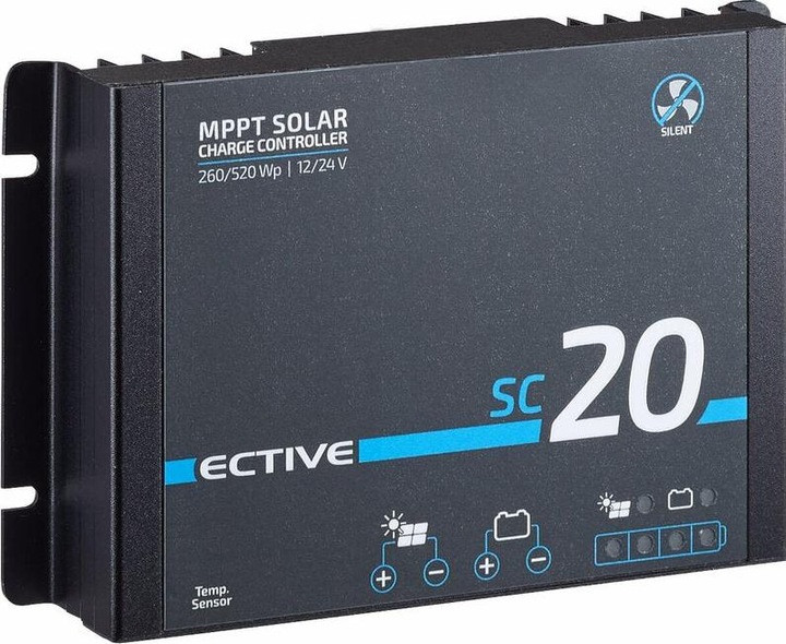 Ective MPPT Solar Laderegler SC 20 SILENT 260/520WP Solarregler 12V 24V Batterie