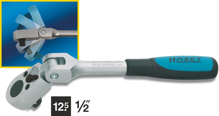 Image du produit HAZET Cliquet réversible ∙ à cardan 916GK ∙ Carré massif 12,5 mm (1/2 pouce) (1/2")