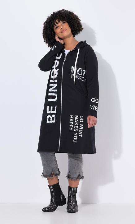 Image du produit Angel of Style Longue veste en molleton à capuche, messages et coupe évasée (56)