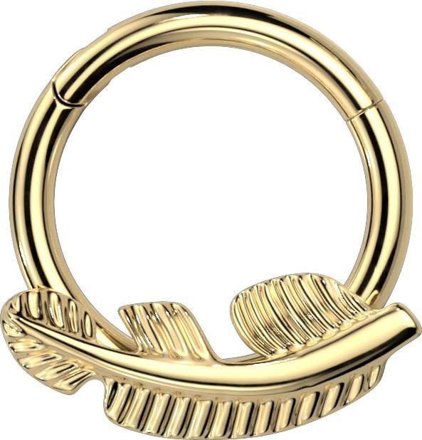 Produktbild Star Piercing Micro Segmentring klappbar vergoldet Feder (Titan G23, ohne Messing)