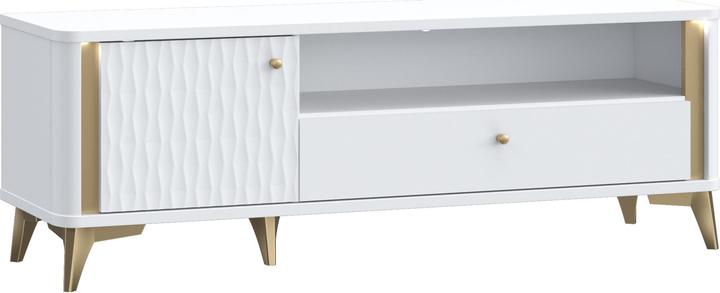 Home123 TV-Schrank FORREST HILLS weiss+gold FTHT121LB-M841 (41.50 x 33.60 x 49 cm)
