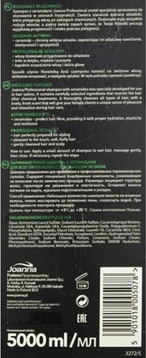 Produktbild Joanna Profesjonalna Stylizacja Pielęgnacja Szampon z ceramidami 5L (Flüssiges Shampoo)