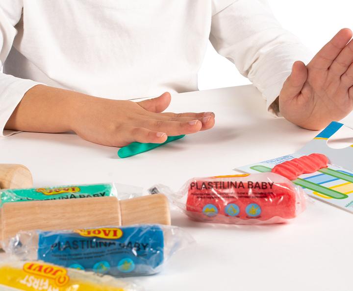 Actual product image Jovi Plastilina Baby My First Case with 4 bars modeling clay and 3 different wooden rolling pins