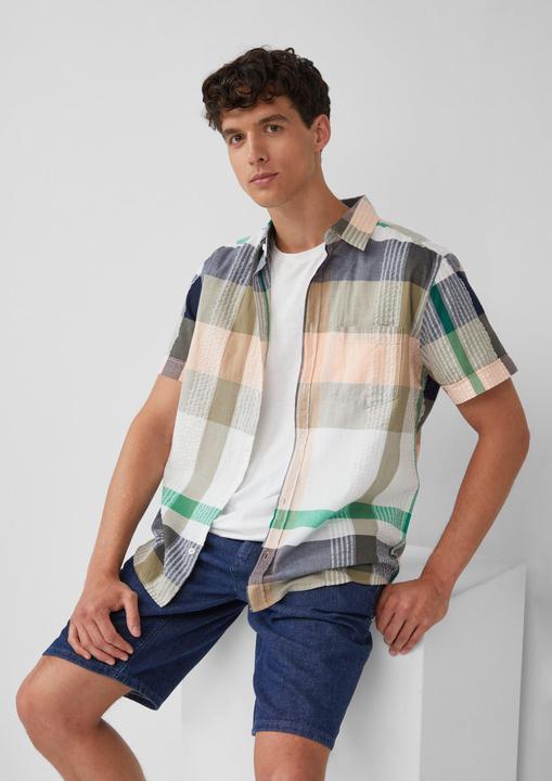 Immagine prodotto s.Oliver Hemd Regular Fit: Strukturiertes Kurzarmhemd mit Kentkragen (M)