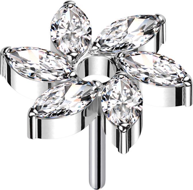 Immagine prodotto Star Piercing Fiore a spirale Threadless argento cristalli argento (senza ottone, Titanio)