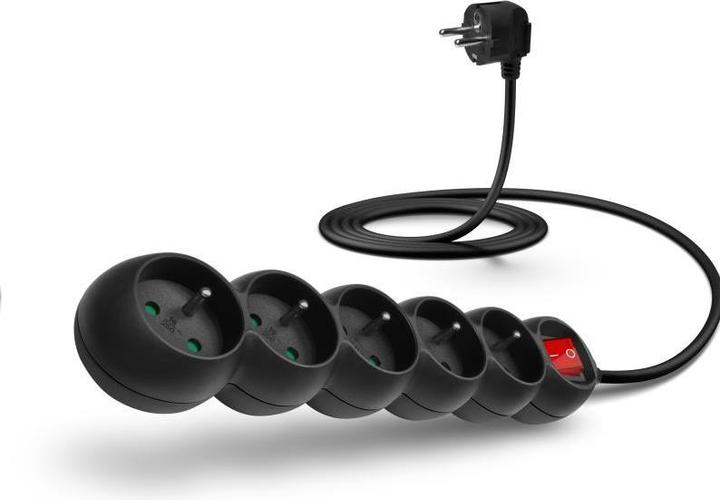 Connectit CONNECT IT extension cable 230 V, 5 sockets, 2 m, with switch (black) (2 m)