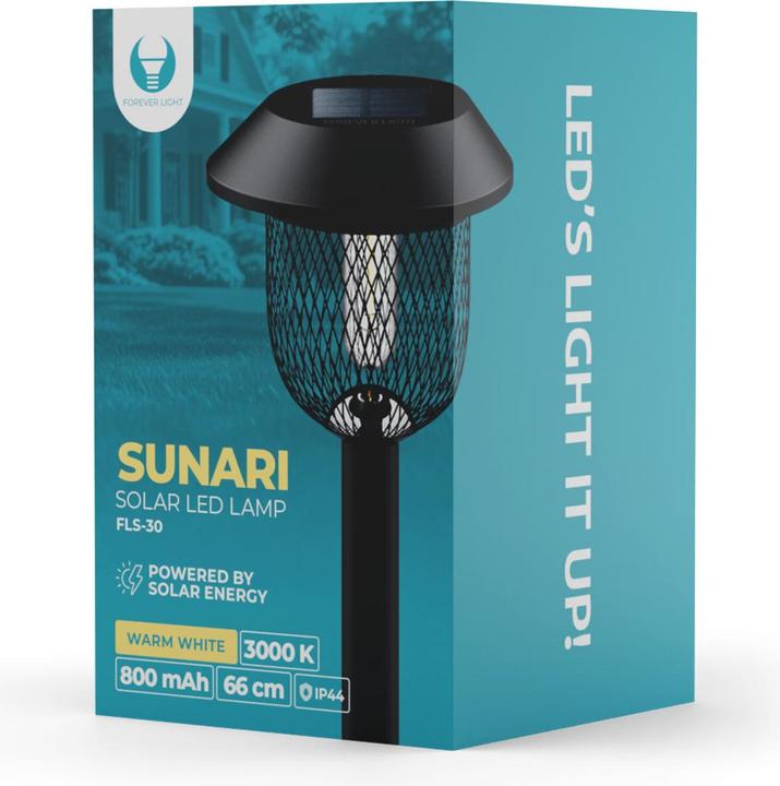 Actual product image Forever Light Solar LED Lamp Steel Post SUNARI FLS-30 black (10 lm, IP44)