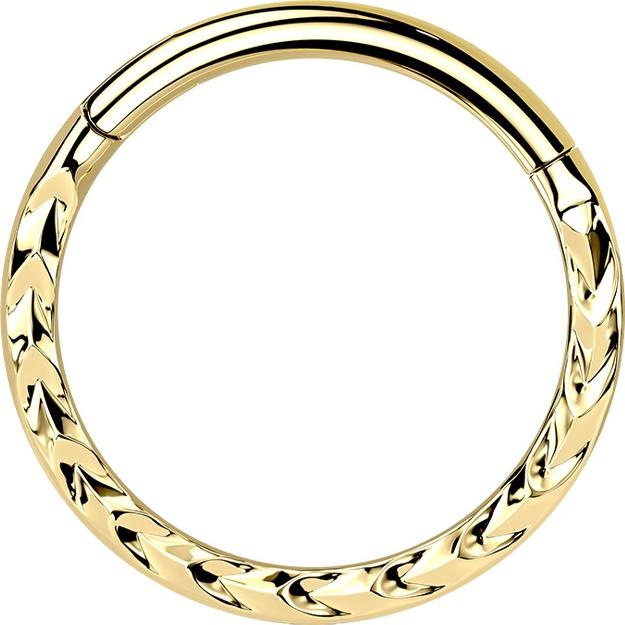 Produktbild Star Piercing Micro Segmentring klappbar vergoldet Winkelmuster (ohne Messing, Chirurgenstahl 316L)