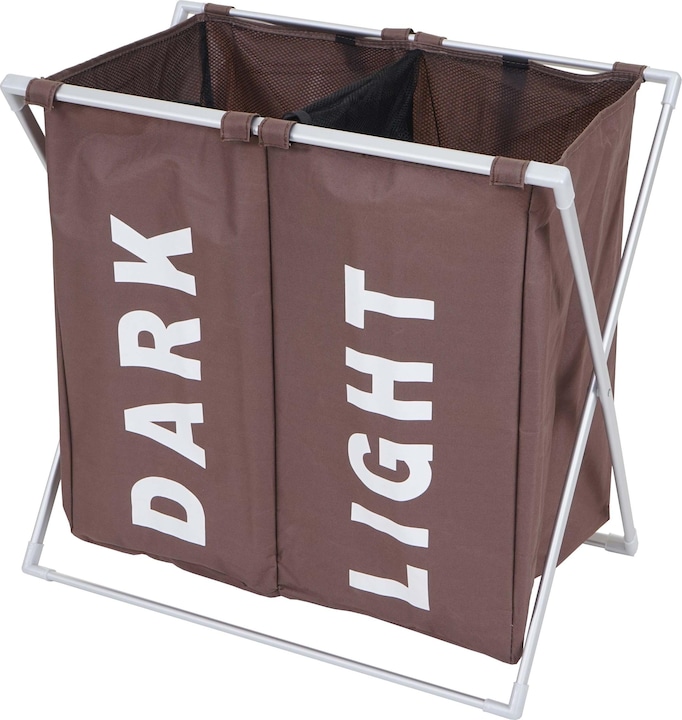 Actual product image Swisshandel24 Laundry Bin, Laundry Laundry Sorter Laundry Basket, 2 compartments foldable 58x59x37cm 127l - brown (127 l)