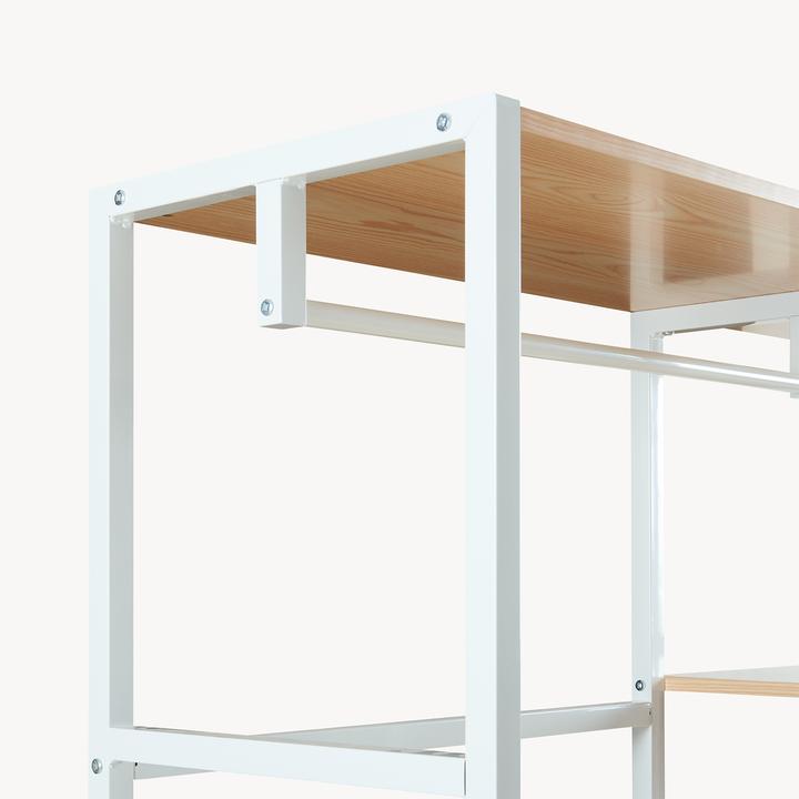 Produktbild En.Casa Garderobenständer Larem 180x120x40 cm Weiss/Eicheoptik