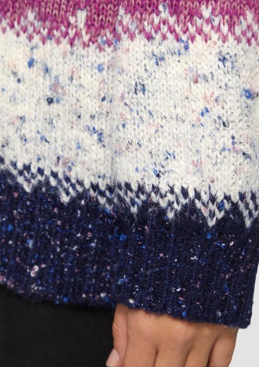 Produktbild s.Oliver Strickpullover Oversize Pullover mit mehrfarbigem Streifenmuster (L)