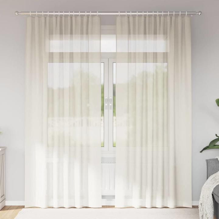 Produktbild VidaXL Voile Vorhänge mit Stangentaschen 2 Stk. Creme (140 x 245 cm)