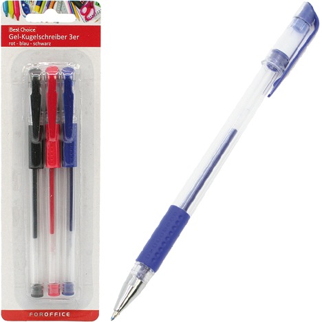 Produktbild Best Choice Kugelschreiber-Gel 3er rot, blau, schwarz (1 x)