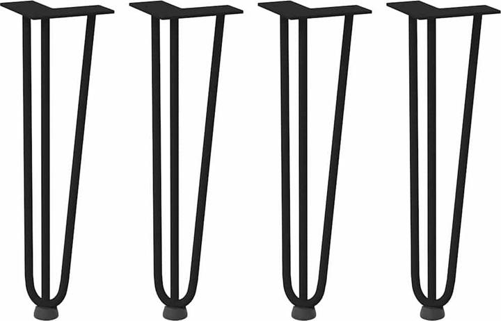 Produktbild vidaXL Haarnadelbeine 4 Stk. Schwarz 42 cm Massivstahl Hairpin Tischbein