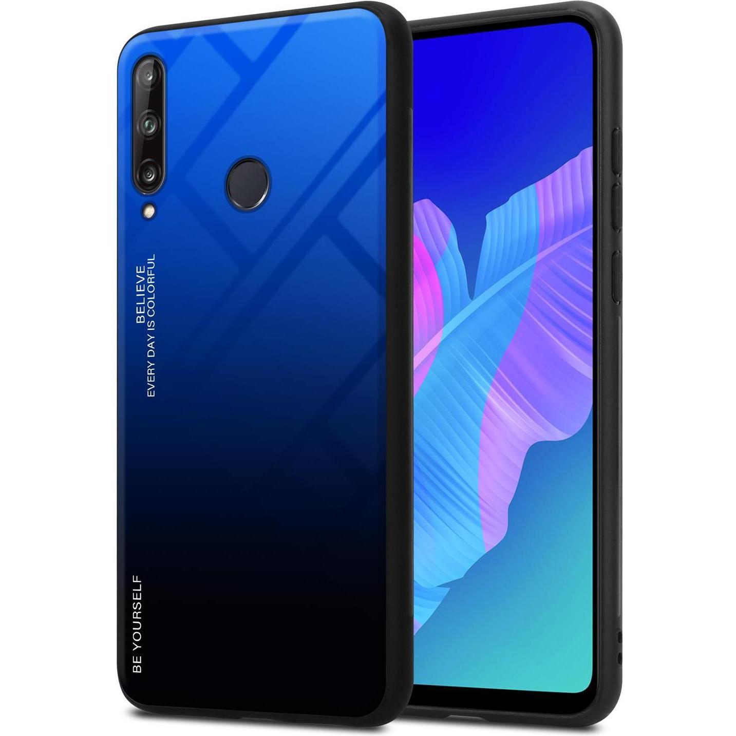 Cadorabo TPU 2 Farben Glas Cover (Huawei P40 Lite E), Smartphone Hülle, Schwarz