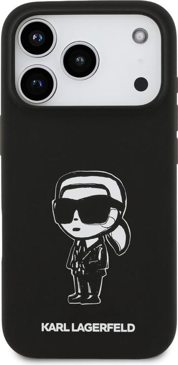 Actual product image Karl Lagerfeld - Silicone Sketch & Logo (KLHMP17LSKIGROK) - iPhone 17 Pro - Black Karl (Apple iPhone 17 Pro)