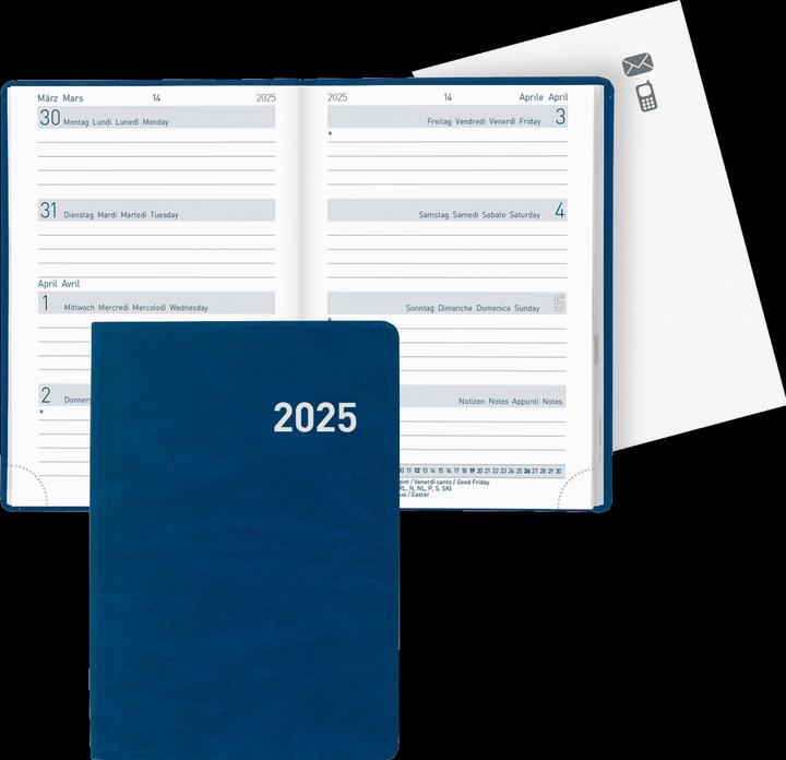 Biella Taschenagenda Mittelformat (7,6 x 11 cm, Tedesco, Inglese, Italiano, Francese)