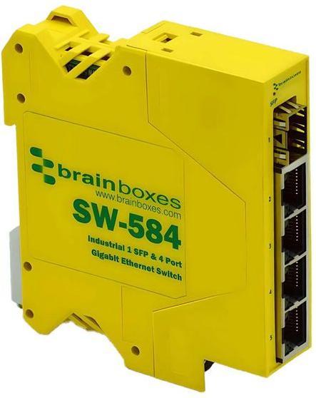 Immagine prodotto Brainboxes Switch Ethernet, IP20, 4 porte RJ45, porte in fibra ottica 1SFP, 1Gbps, non gestito (5 Porti)