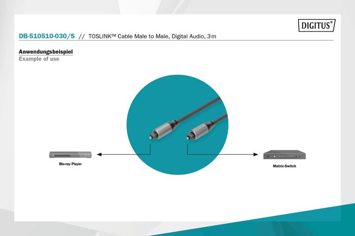 Immagine prodotto Digitus Toslink - cavo di collegamento, da Toslink a Toslink, 3m (3 m, Ottico)
